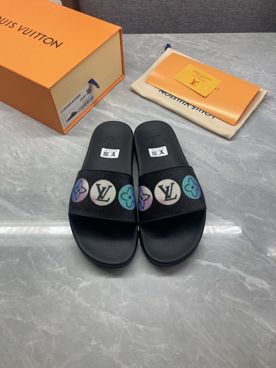 Louis Vuitton Casual Comfort Slip On Slides Durable Sole Daily Wear