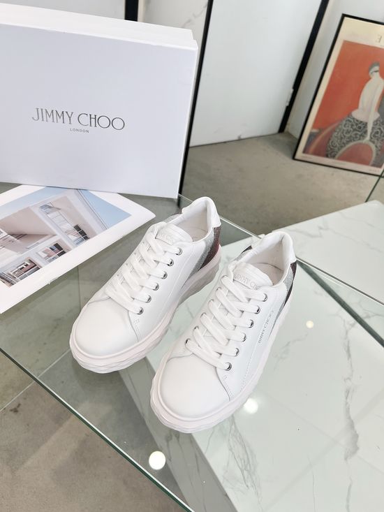 Jimmy Choo Stitched Leather Sneakers Platform Comfort Design
