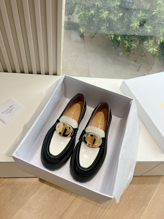 Christian Dior Classic Leather Loafers with Decorative Buckle