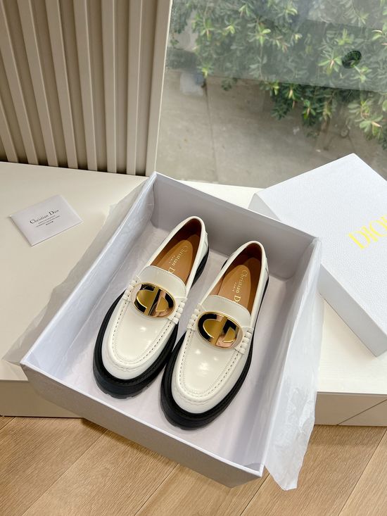 Christian Dior Classic Leather Loafers with Decorative Buckle