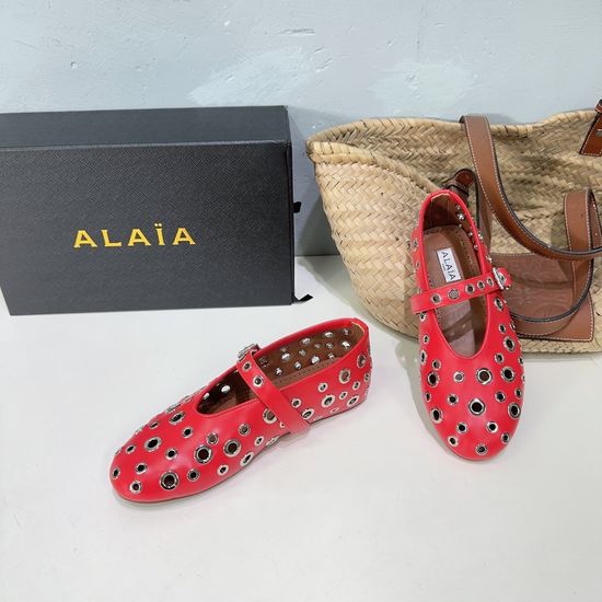 Alaia Hollow Out Metal Buckle Flat Loafer Shoes