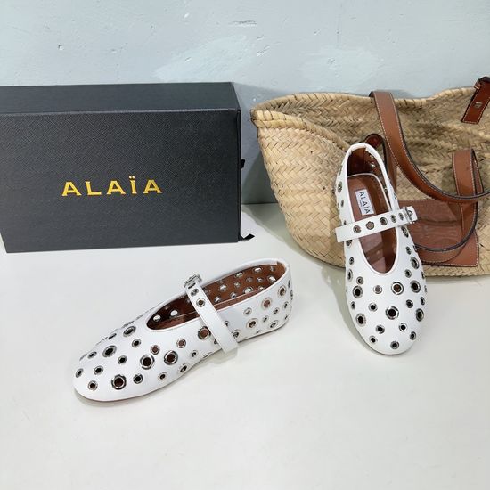Alaia Hollow Out Metal Buckle Flat Loafer Shoes