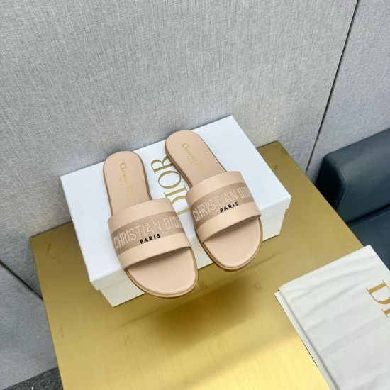 Christian Dior Embroidered Leather Comfortable Stylish Slide Sandals