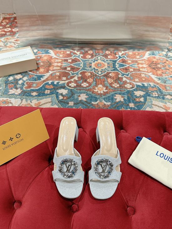 Louis Vuitton Patent Leather Chunky Heel Sandals With Genuine Leather Sole