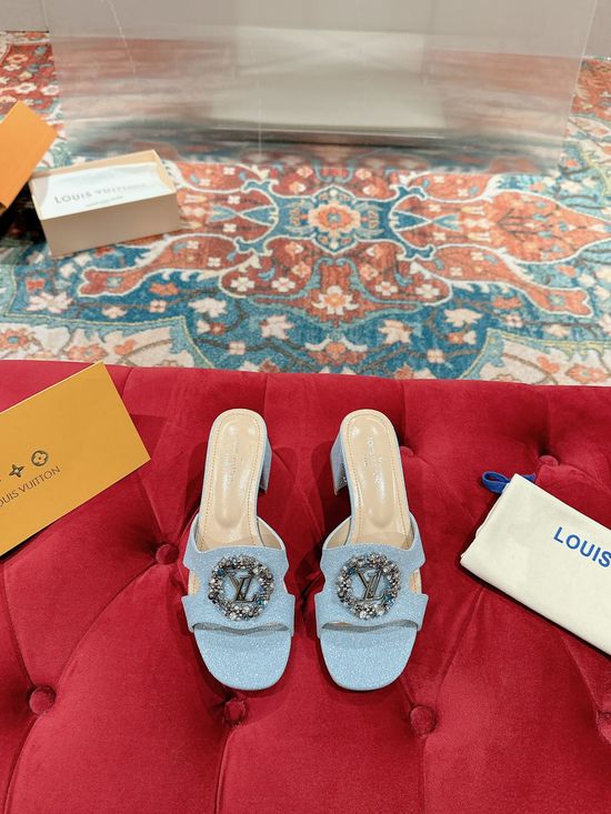 Louis Vuitton Patent Leather Chunky Heel Sandals With Genuine Leather Sole