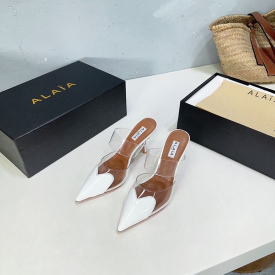 Alaia PVC Pointed Toe Heart Stiletto Mules with Leather Sole