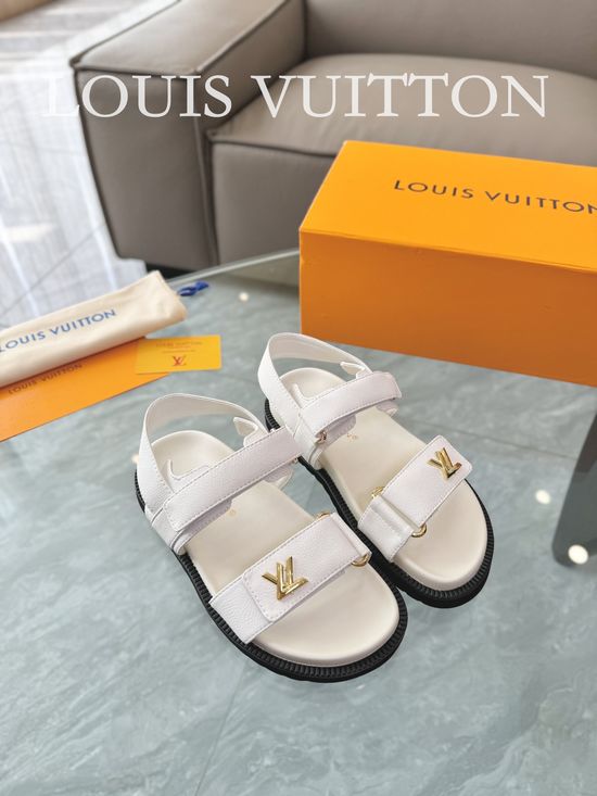 Louis Vuitton Raffia Upper Flat Sandals with Adjustable Hook Loop