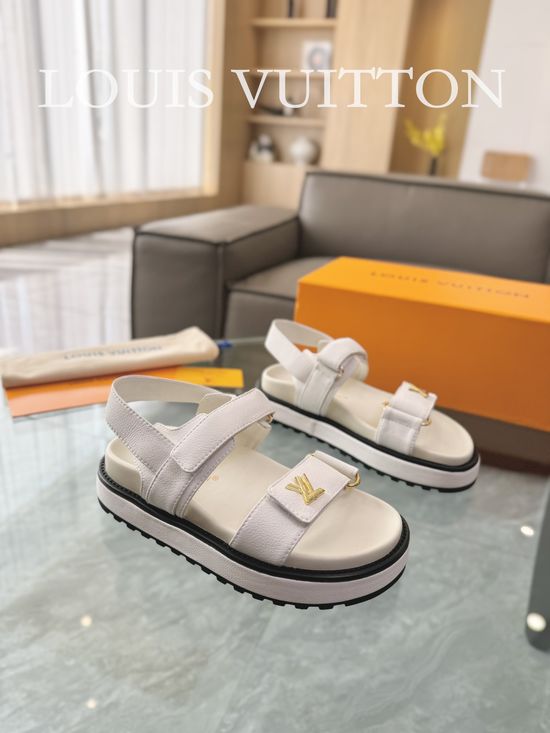 Louis Vuitton Raffia Upper Flat Sandals with Adjustable Hook Loop