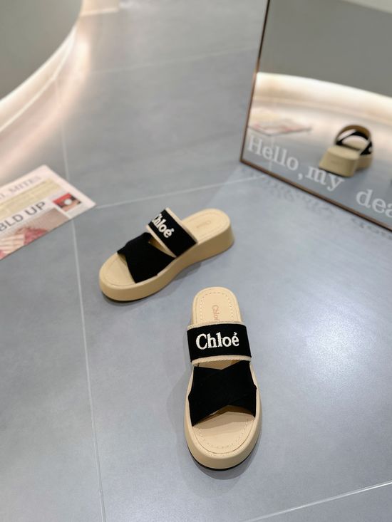 Chloe Embroidered Knit Slippers with Elevated Soles