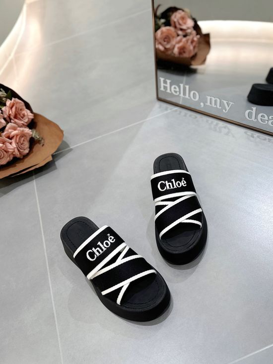 Chloe Embroidered Knit Slippers with Elevated Soles