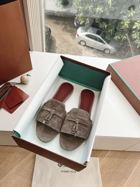Loro Piana Premium Soft Suede Fringed Comfortable Flat Slippers