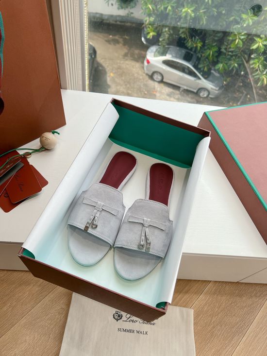 Loro Piana Premium Soft Suede Fringed Comfortable Flat Slippers