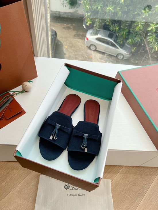 Loro Piana Premium Soft Suede Fringed Comfortable Flat Slippers