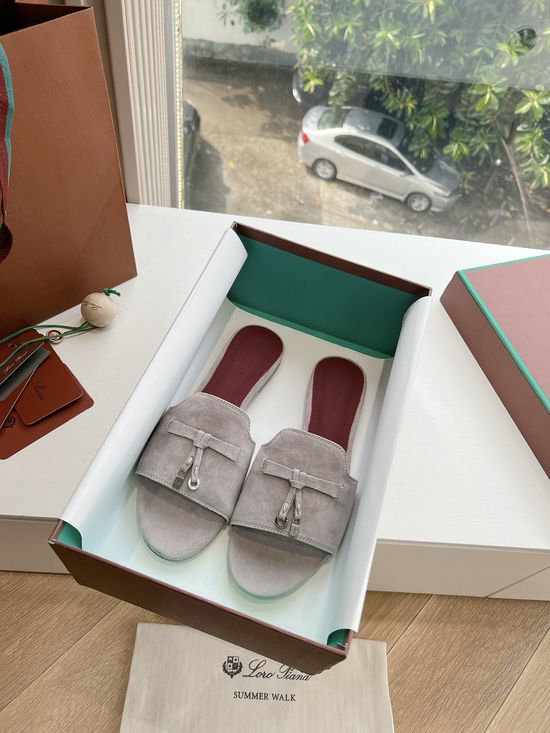 Loro Piana Premium Soft Suede Fringed Comfortable Flat Slippers