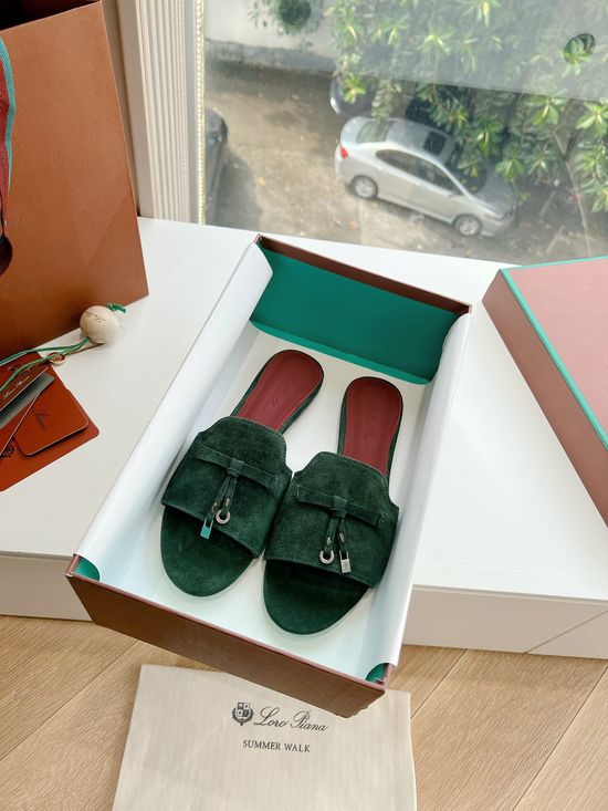 Loro Piana Premium Soft Suede Fringed Comfortable Flat Slippers