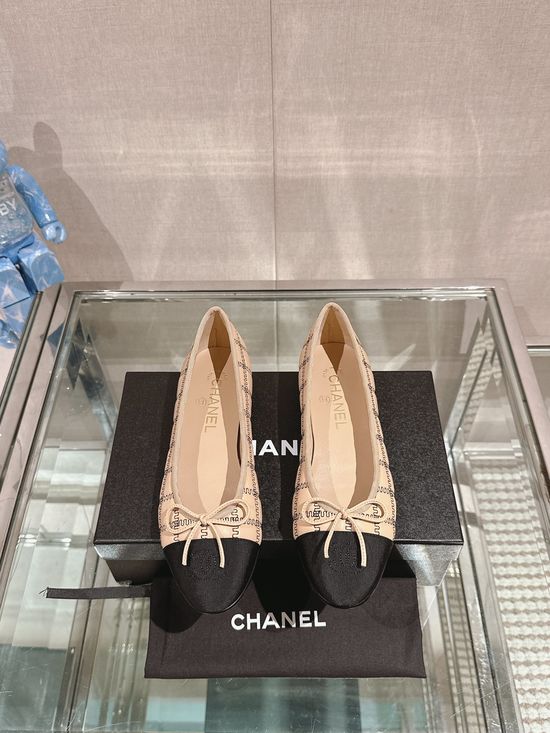 Chanel Quilted Bow Decor Leather Ballet Flats Premium Leather Outsole