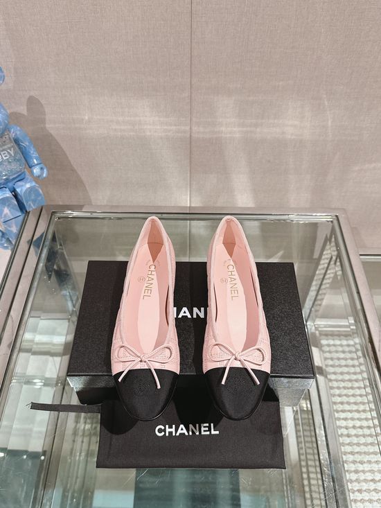 Chanel Quilted Bow Decor Leather Ballet Flats Premium Leather Outsole