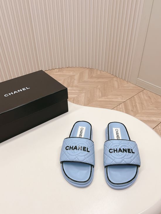 Chanel Classic Sandals Slippers Sheepskin Upper and Insole