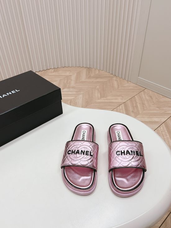 Chanel Classic Sandals Slippers Sheepskin Upper and Insole