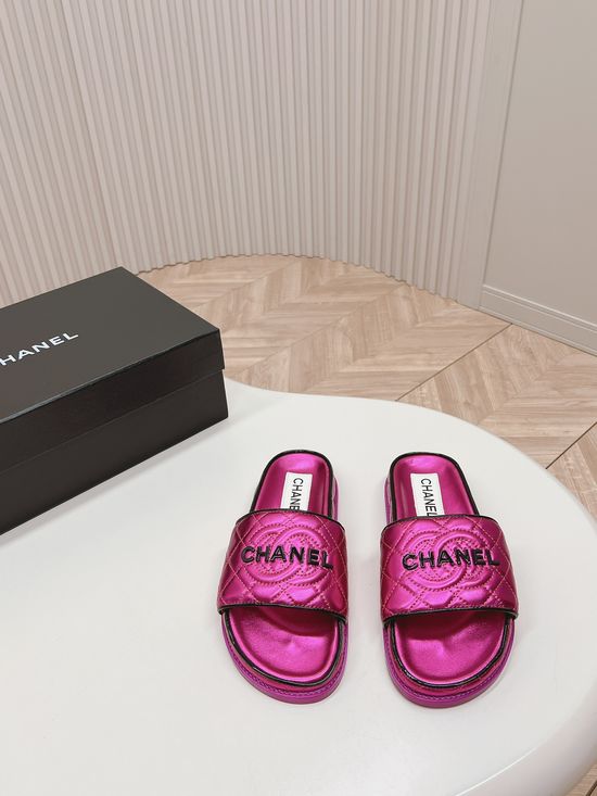 Chanel Classic Sandals Slippers Sheepskin Upper and Insole