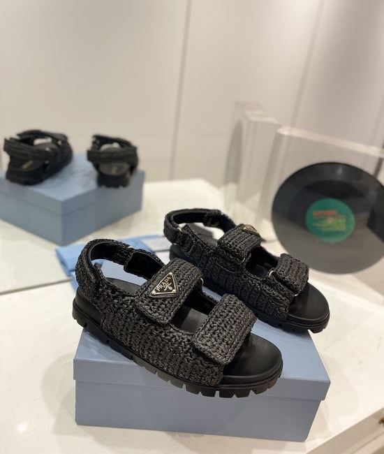 Prada Handwoven Casual Slip-On Mules with Breathable Leather Insole