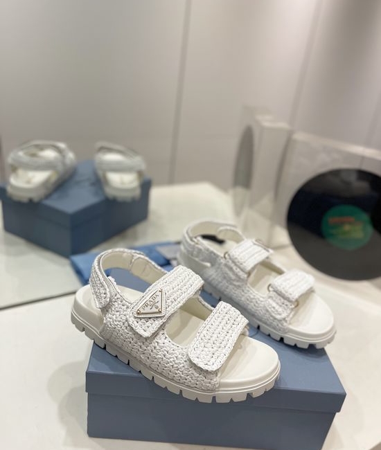 Prada Handwoven Casual Slip-On Mules with Breathable Leather Insole