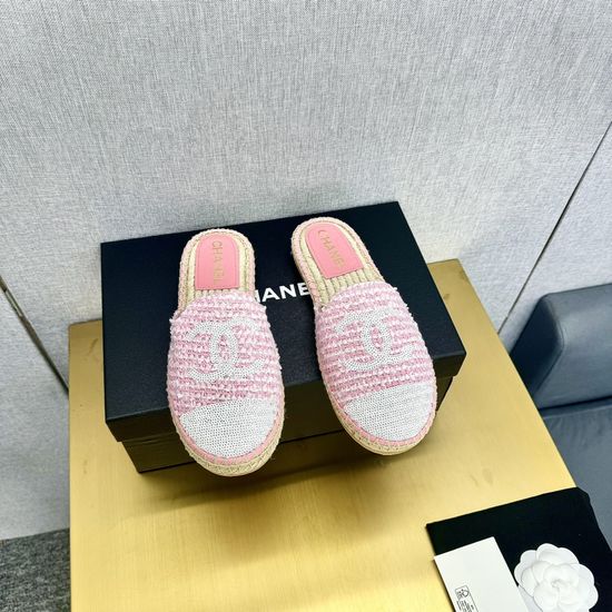 Chanel Casual Denim Espadrille Mules Slip On Comfort Shoes