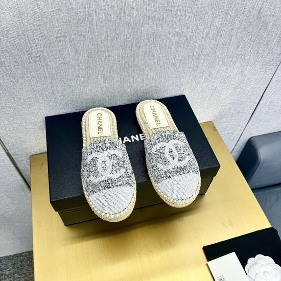 Chanel Casual Denim Espadrille Mules Slip On Comfort Shoes
