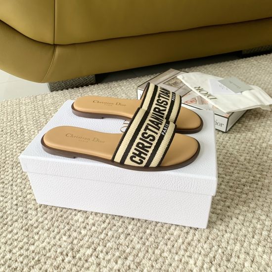Christian Dior Embroidered Woven Slip On Casual Sandals