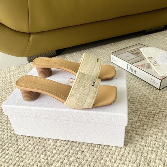 Christian Dior Embroidered Woven Slip On Casual Sandals