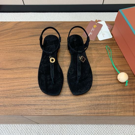 Loro Piana Minimalist Suede Sandals with Imported Leather Sole