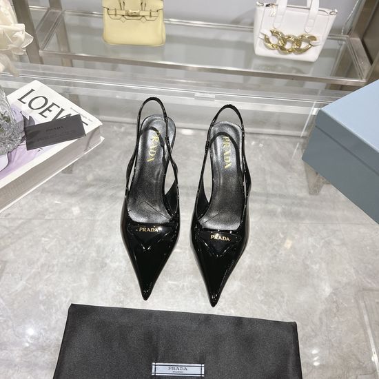 Prada Pointed Toe Patent Leather High Heel Sandals