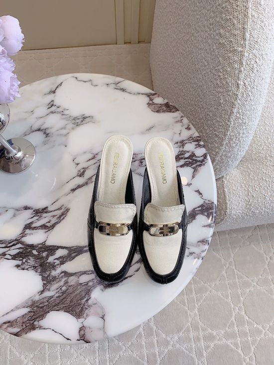 Ferragamo Sophisticated Metal-Accent Mule Slippers