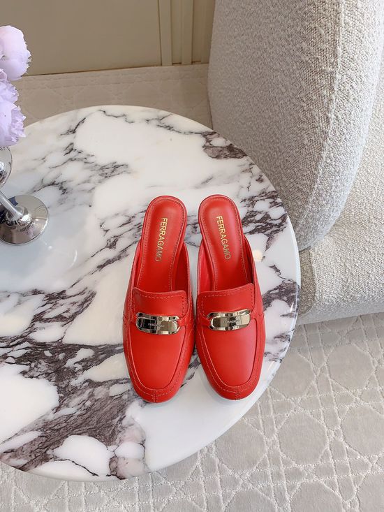 Ferragamo Sophisticated Metal-Accent Mule Slippers