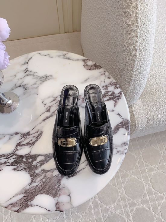 Ferragamo Sophisticated Metal-Accent Mule Slippers
