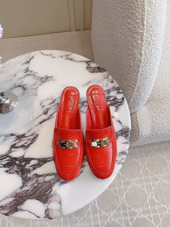 Ferragamo Sophisticated Metal-Accent Mule Slippers