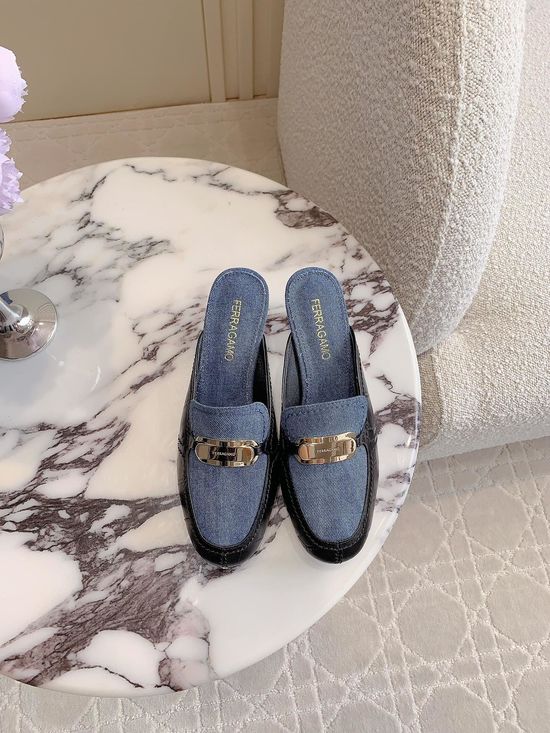 Ferragamo Sophisticated Metal-Accent Mule Slippers