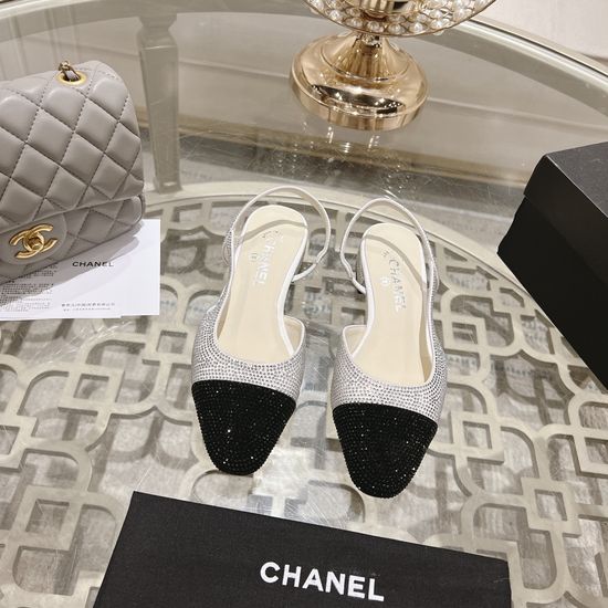 Chanel Pink Rhinestone Med Heel Open Back Suede Sandals