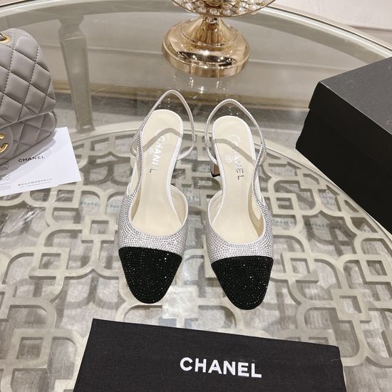 Chanel Pink Rhinestone Med Heel Open Back Suede Sandals