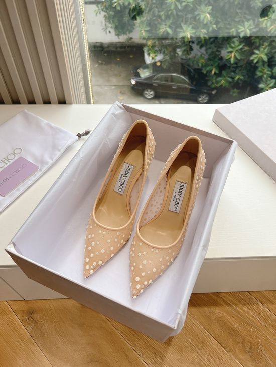 Jimmy Choo Rhinestone Pointed Toe Soft Comfortable Slip On Mules