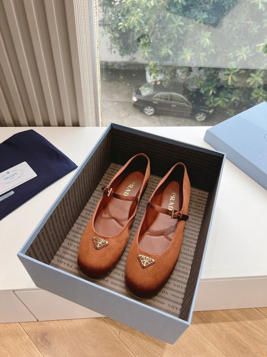 Prada Mary Jane Ballet Flats Thick Sole Comfortable Casual Shoes