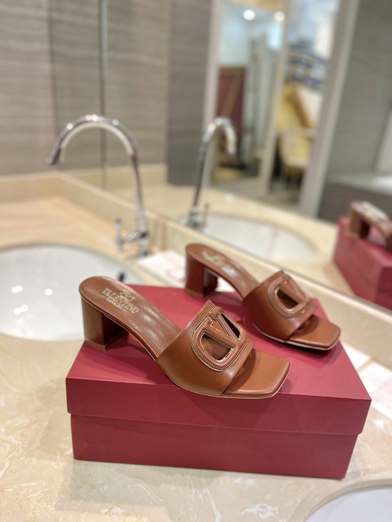 Valentino Calfskin Cutout Slides Padded Heel Leather Sole