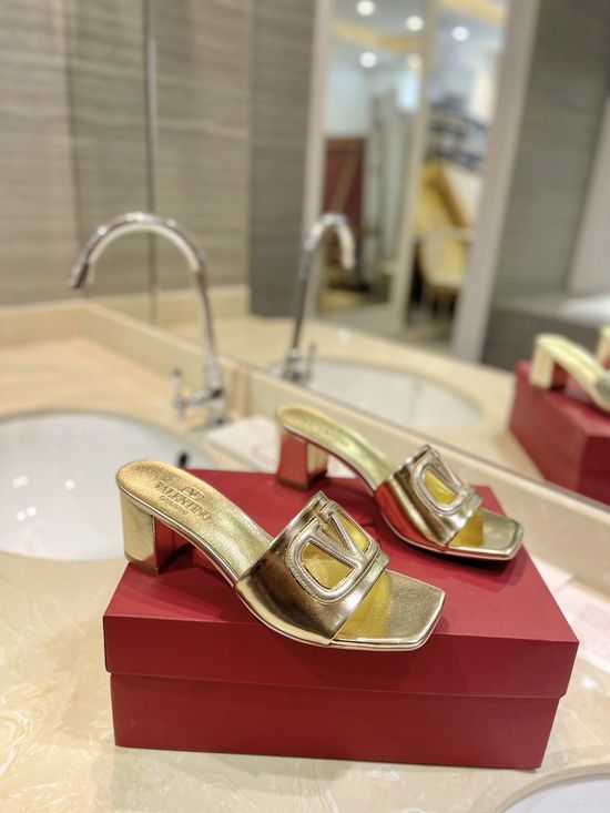 Valentino Calfskin Cutout Slides Padded Heel Leather Sole