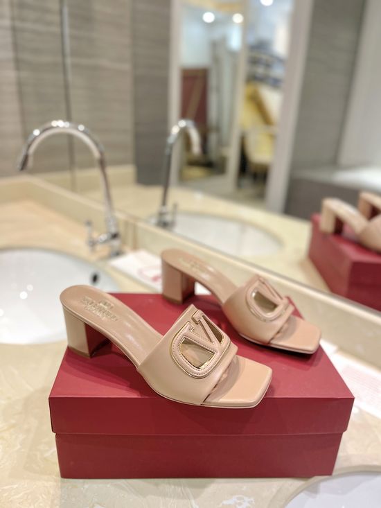Valentino Calfskin Cutout Slides Padded Heel Leather Sole