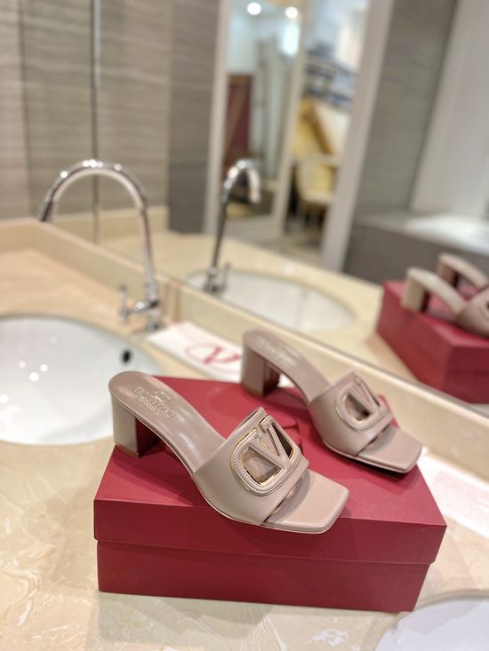 Valentino Calfskin Cutout Slides Padded Heel Leather Sole