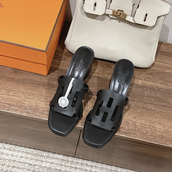 Hermes Elegant Mid-heel Sandals Soft Lining Comfortable Fashion Footwear