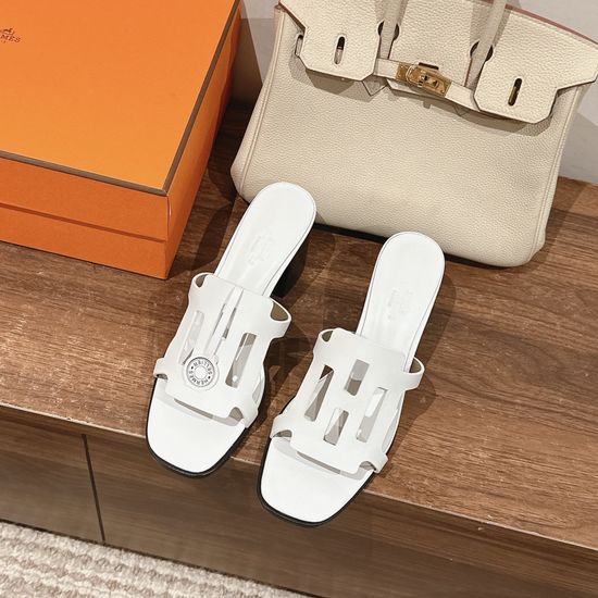 Hermes Elegant Mid-heel Sandals Soft Lining Comfortable Fashion Footwear