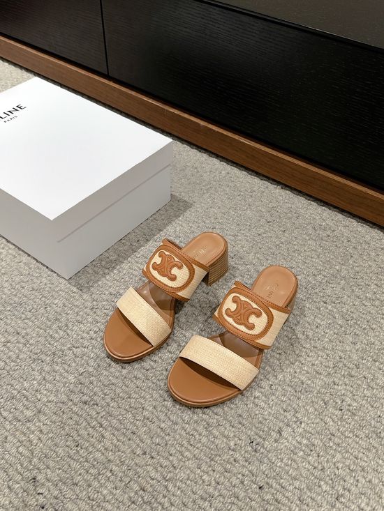Celine Chunky Heel Roman Slippers Elegant Comfortable Anti-slip Casual Footwear