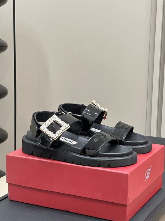 Roger Viver Rhinestone Buckle Platform Sandals With Soft Sole
