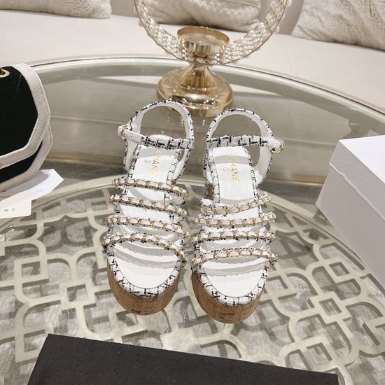 Chanel Rhinestone Chain Decor High Heels Premium Quality